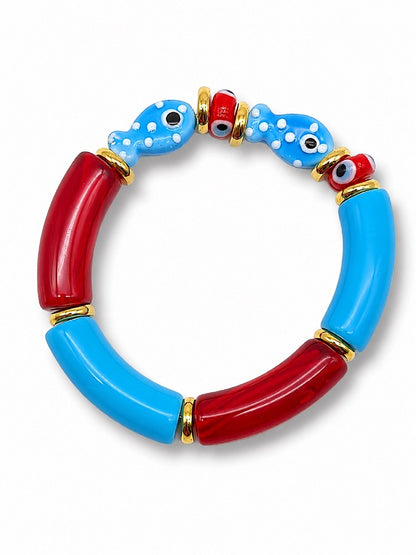 Armband Bunt Elastisch Regenbogen Fisch Ente Happy Fröhlich