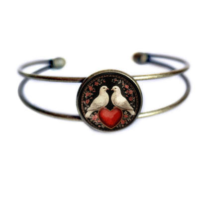 Armreif Armband Liebesvogel-Tauben Valentinstag-Manschettenarmband