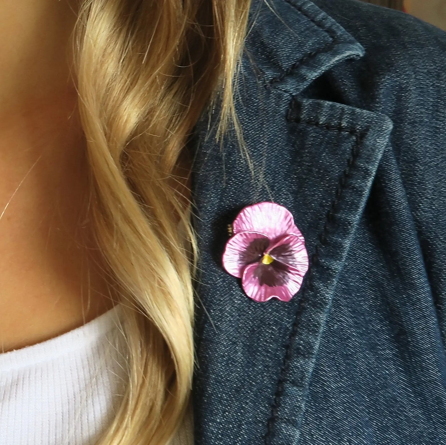Brosche Stiefmütterchen Rosa Blumen-Brosche Veilchen Lila Rosa