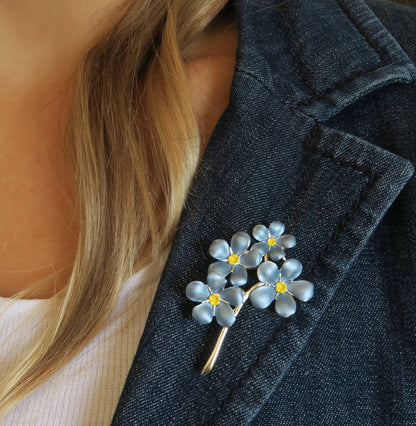 Brosche Vergissmeinnicht Forget Me Not blaue Blumenbrosche