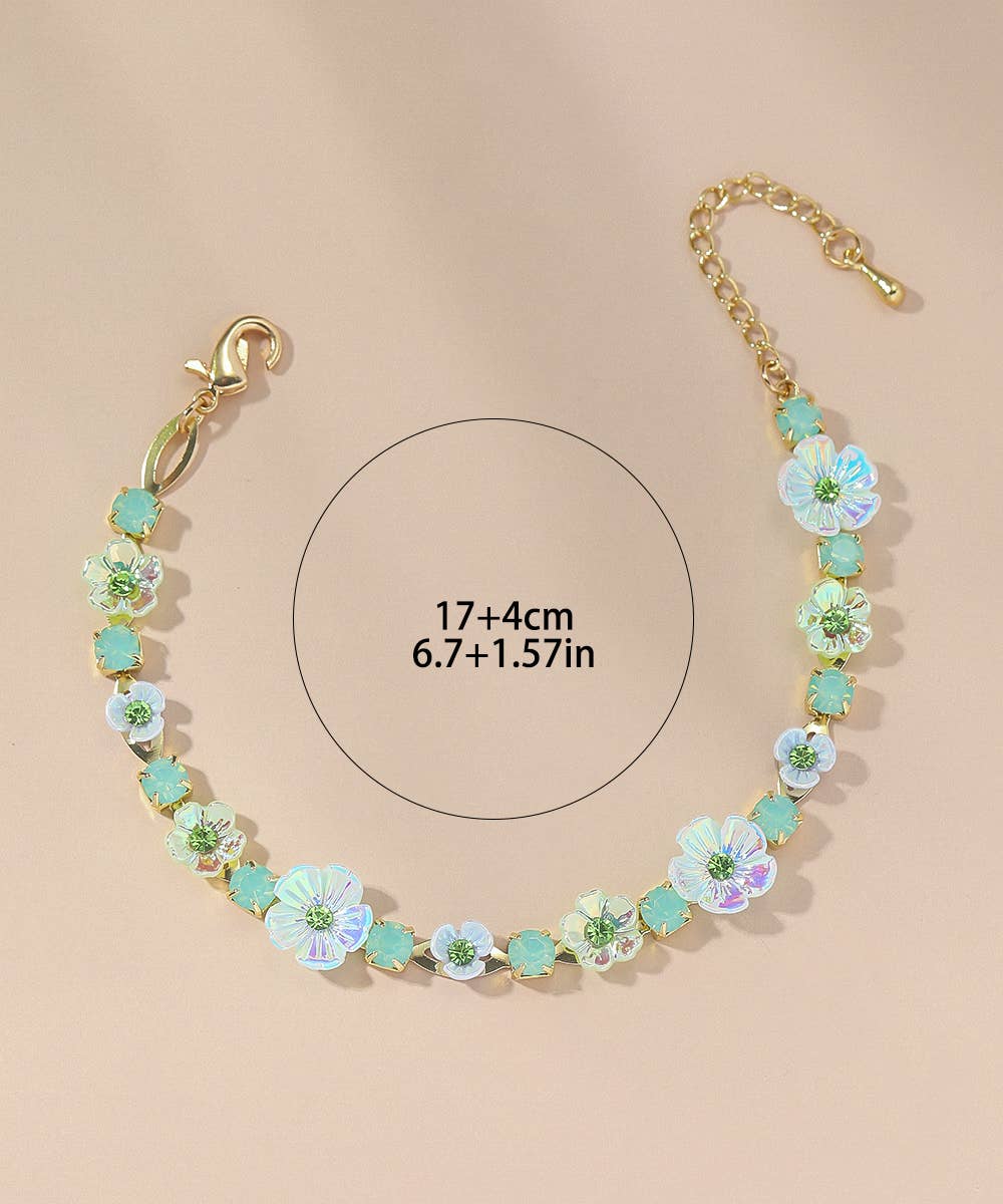 Armband mit Emaille und funkelnden Strasssteinen Flowerpower Blumen