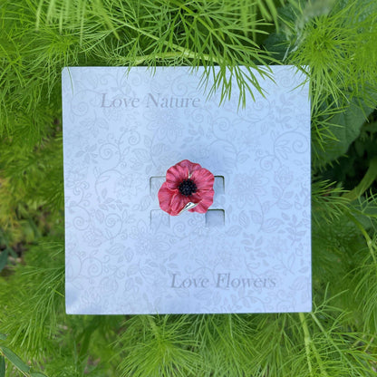 Brosche Anstecknadel mit roter Mohnblume Papaver Rot Blume