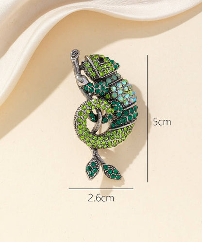 Brosche Grün Chamäleon Tier Reptile Modeschmuck Anstecknadel