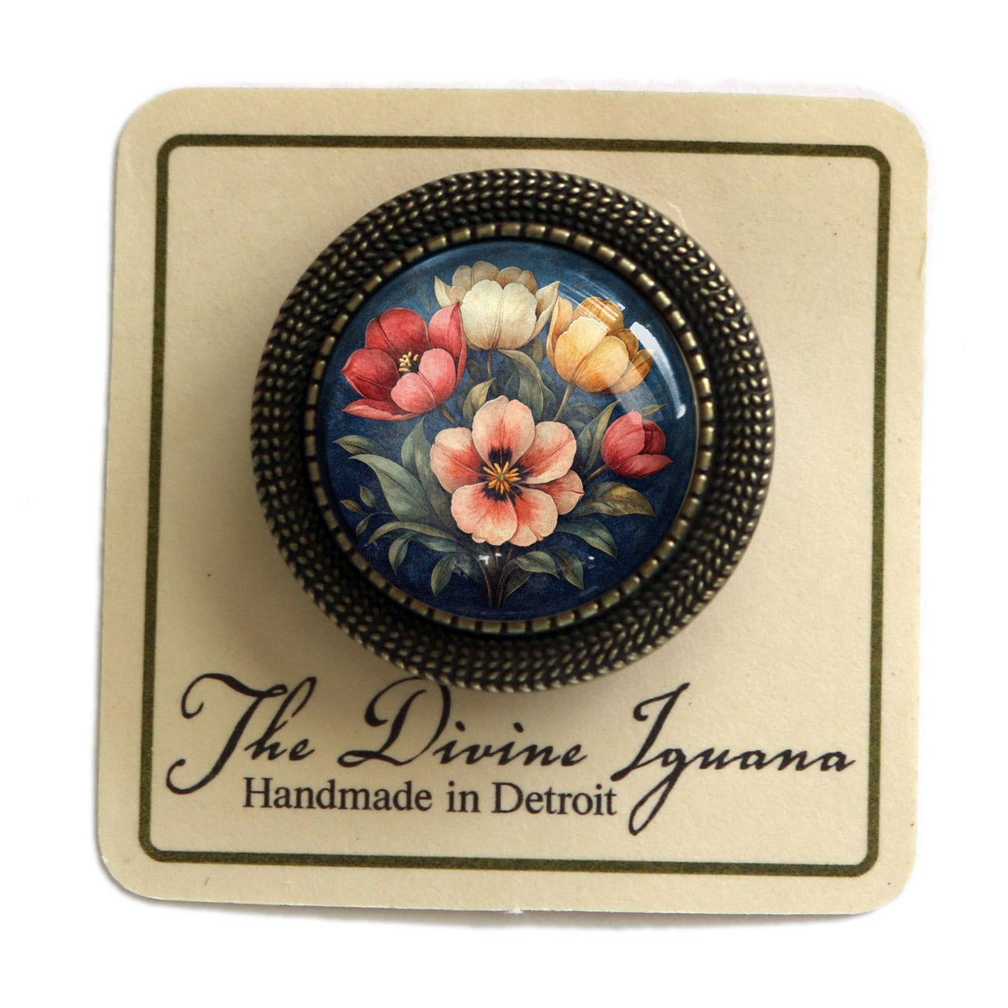 Brosche Launische Tulpenblumen Glas Cabochon Frühlingsbrosche vintage