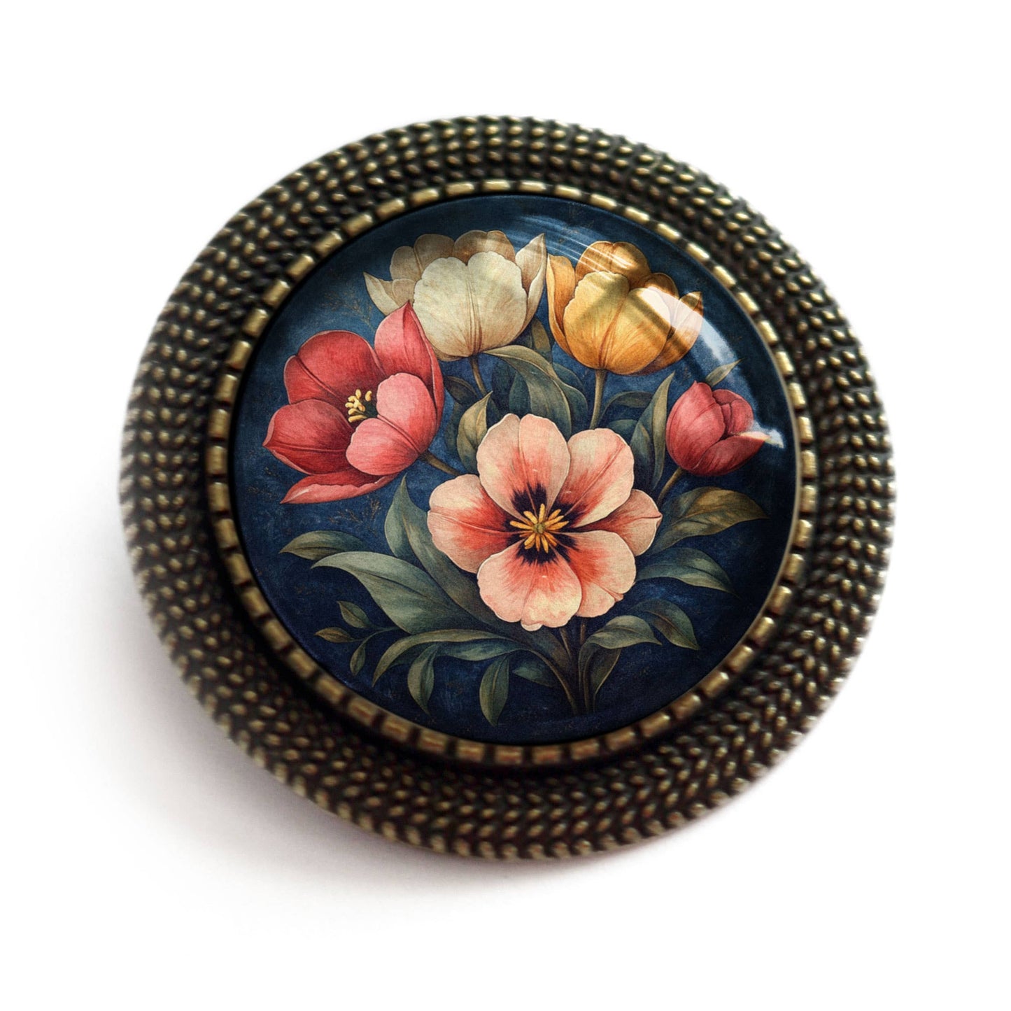 Brosche Launische Tulpenblumen Glas Cabochon Frühlingsbrosche vintage