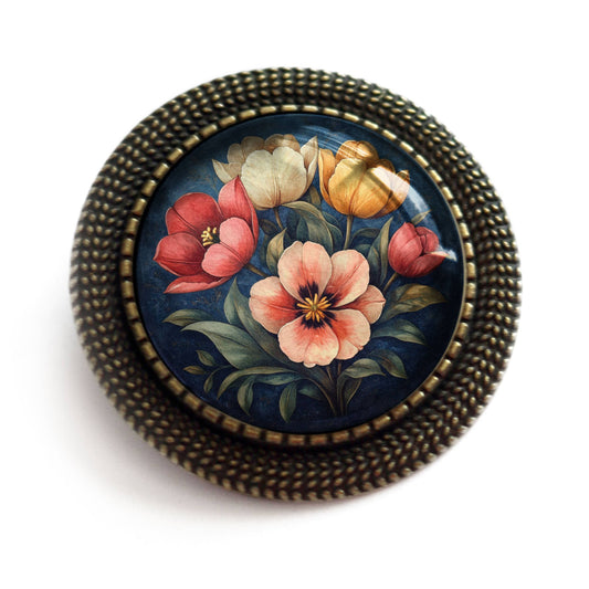 Brosche Launische Tulpenblumen Glas Cabochon Frühlingsbrosche vintage