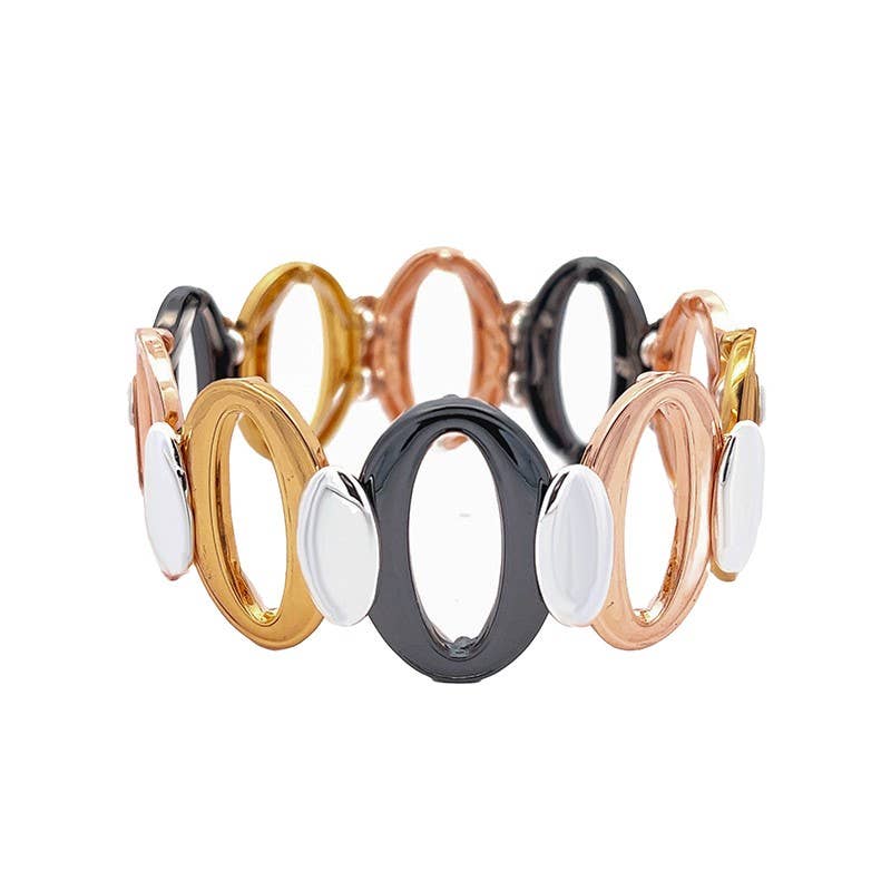 Amorino Elastisches Armband Roségold Gun Metal Silberfarben