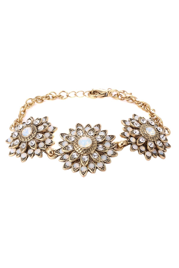 Blossom Bijoux Armband,Kristal Strass Armband, Goldfarben Schwarz, Rot, Weiß Statement