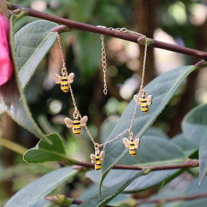 Armband Bienen-Charme-Armband, vergoldet Natur Insekten Blumen Garten