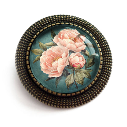 Anstecknadel Rosa Pfingstrose Frühlingsblumen Cottage Brosche Vintage