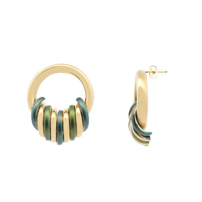 Amorino EMAILLIERTE OHRSTECKER MIT KREIS Rot Grün Blau Lila nickelfrei