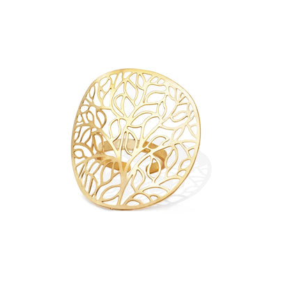 Amorino Ring, Elastischer Ring mit Emailliertem Volant, Lebensbaum Silber- & Goldfarben