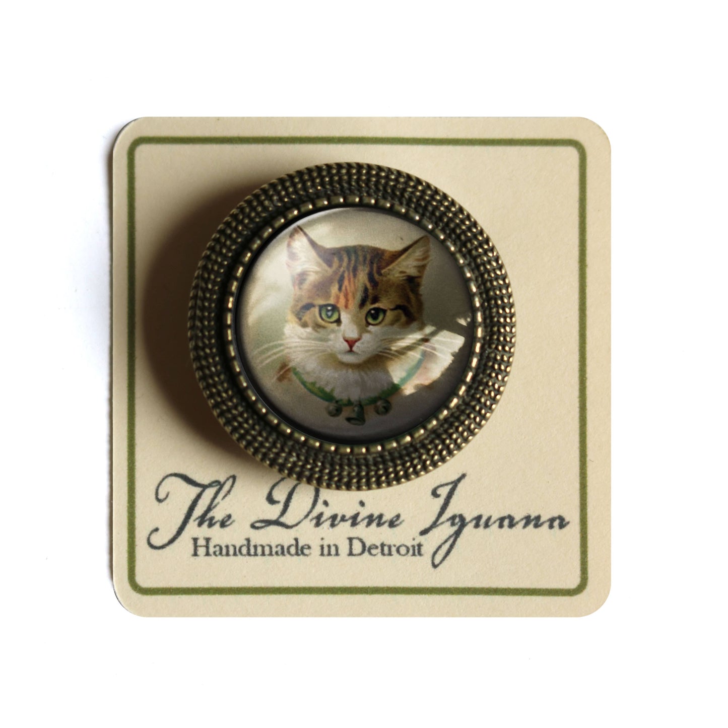 Brosche Beste Freunde viktorianische Calico-Katzen-Glascabochon-Brosche