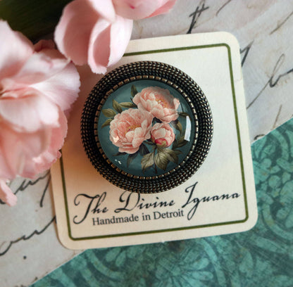 Anstecknadel Rosa Pfingstrose Frühlingsblumen Cottage Brosche Vintage