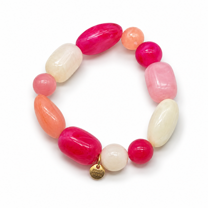 Armband elastisch bunte Süßigkeiten Candy Biba Rosa Pink Orange Hellblau