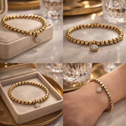 Armband Kupfergold mit Strass-Anhänger Tropfenform Trend Nickelfrei Biba