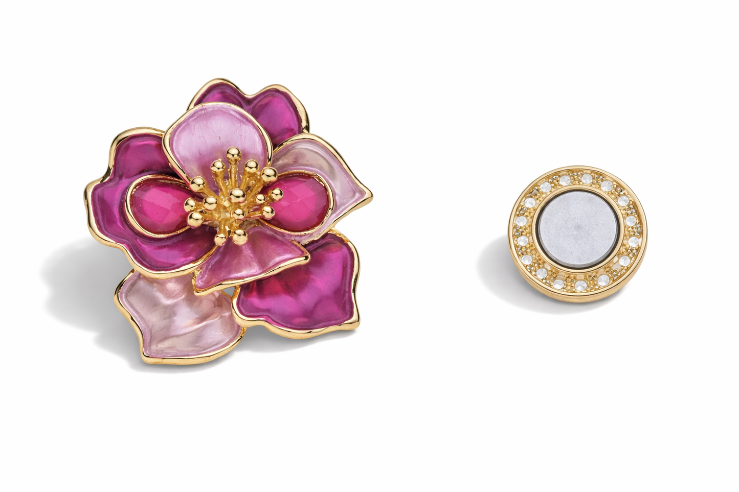 Brosche Blume Tropen Blau Fuchsia Anstecknadel Magnet Trend Sommer