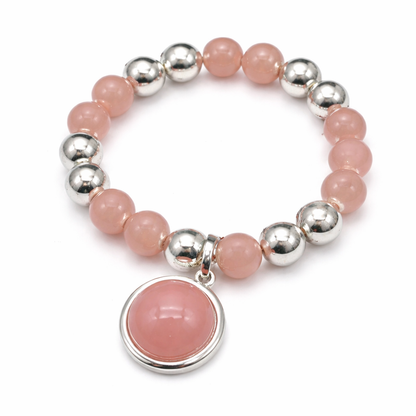 Armband elastisch mit Anhänger Rosa Grau elegant Nickelfrei Biba