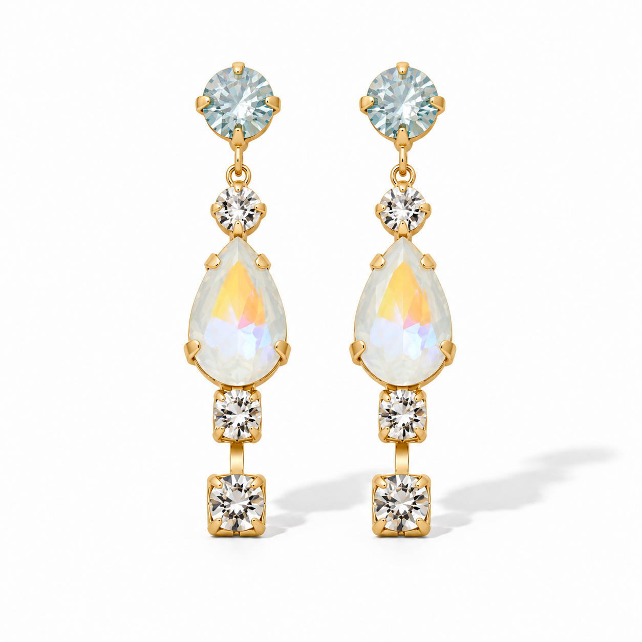 Biba Ohrringe Ohrhänger Strass Grau Rosa Weiß Gelb Gold Elegant Festlich Nickelfrei
