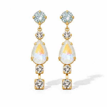 Biba Ohrringe Ohrhänger Strass Grau Rosa Weiß Gelb Gold Elegant Festlich Nickelfrei