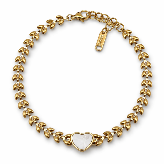 Armband Goldfarben Bettelarmband Muschel Herz nickelfrei Michelle Bijou