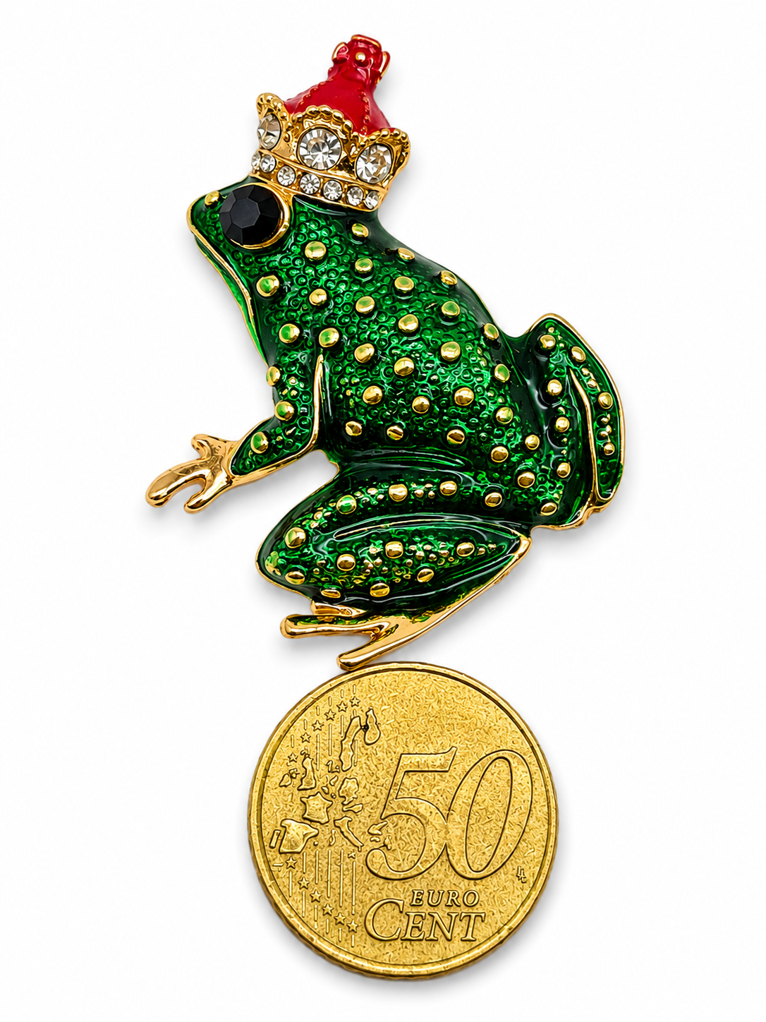 Brosche Frosch Märchen Königsfrosch Teich Blau Rosa