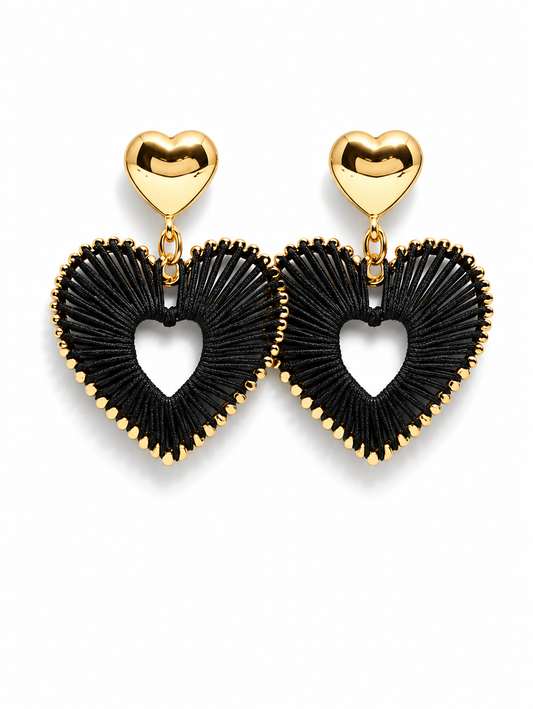Ohrringe Black Heart herz schwarz nickelfrei Statement Party Yehwang