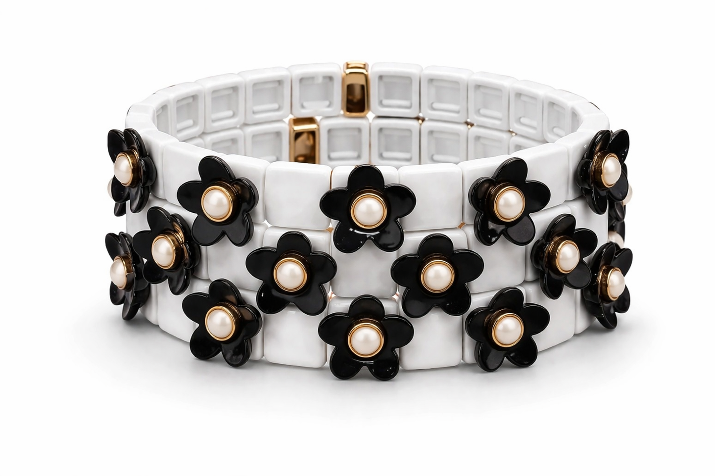 Armband Nickelfrei 3er set stretch elastisch schwarz daisy blumen froh glück geschenk Ardoné