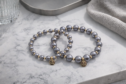 Armband elastisch Grau  Goldfarben 2 Größen nickelfrei Trend  Biba