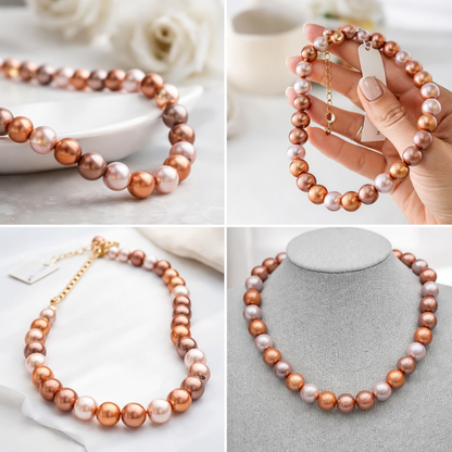 Halskette Perlen "Space Beads" Beige Pastells Magic Trend Nickelfrei Biba