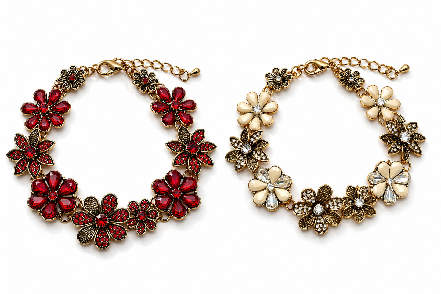 Armband Strass-Armband Blumen Rot Weiß Trend 2026 Modeschmuck Nickelfrei