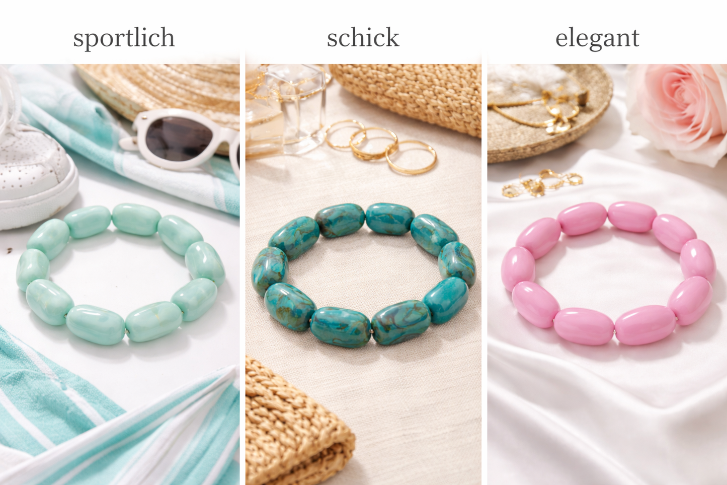 Armband elastisch Retro nickelfrei Acryl Rosa Hellgrün Grün Trend 2026 Yehwang