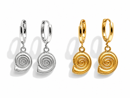 Ohrringe Muschelwirbel Schnecke nickelfrei silber- Goldfarben Sommer Yehwang