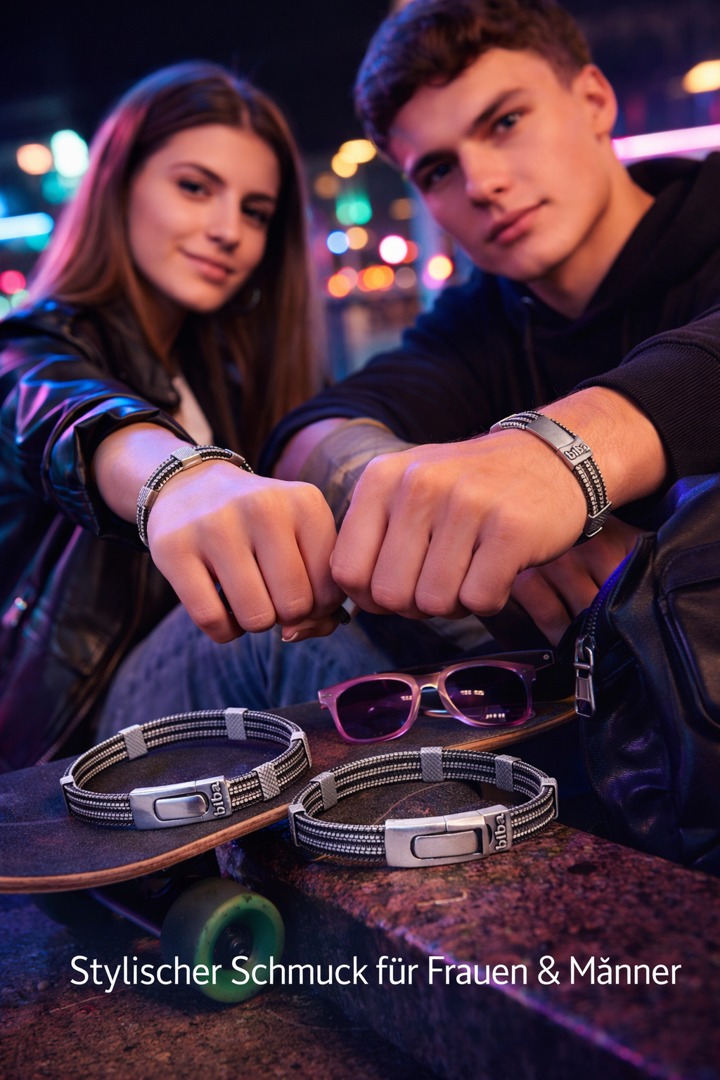 Armband Antik Silberfarben Unisex mit Magnetverschluss Nickelfrei Biba
