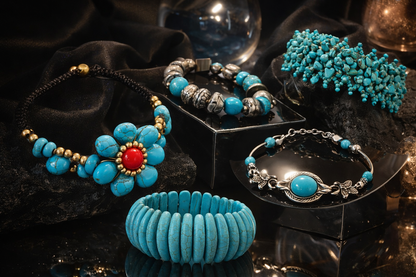 Armband Türkis Stretch Vintage Used-Look Bauern Silberfarben Nickelfrei Yehwang