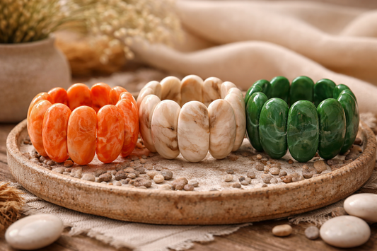 Armband Stretch grün Marmor Orange nickelfrei Acryl Trend 2026 Yehwang