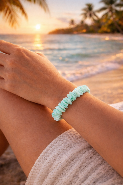 Armband Muschel Natur Meer Urlaub Strand Weiß Hellblau Yehwang Nickelfrei