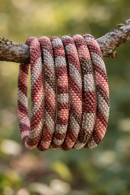 Armband Roll-Armbänder in Altrosa, Taupe Töne verschiedene Muster Biba