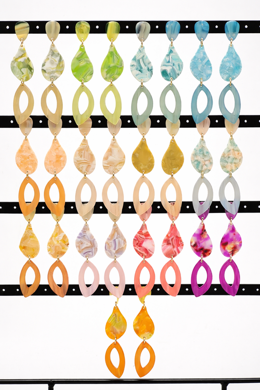 Biba Ohrringe Ohrhänger Acryl Retro Ibiza Stil Bunt Nickelfrei Sweet 70 er