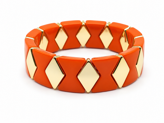 Armband elastisch Orange Mandrin Goldfarben WAUW Sommer Urlaub Trend