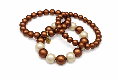 Armband Braun Beige Cat-eye Elastisch Set Trend Nickelfrei Sweet7