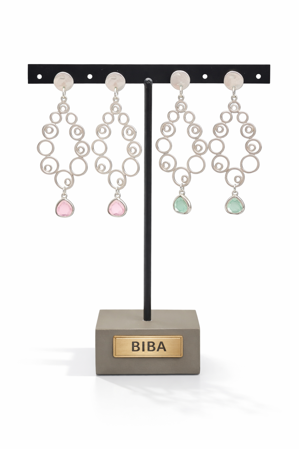 Biba Ohrhänger kleine Kreise Anhänger Rosa Grün Nickelfrei
