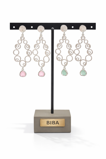 Biba Ohrhänger kleine Kreise Anhänger Rosa Grün Nickelfrei