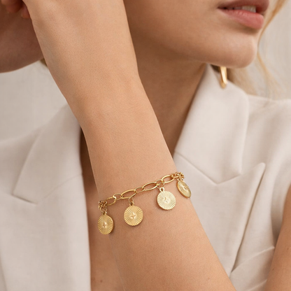 Armband 3 Münzen-Armband Goldfarben Kombinierbar Nickelfrei Yehwang