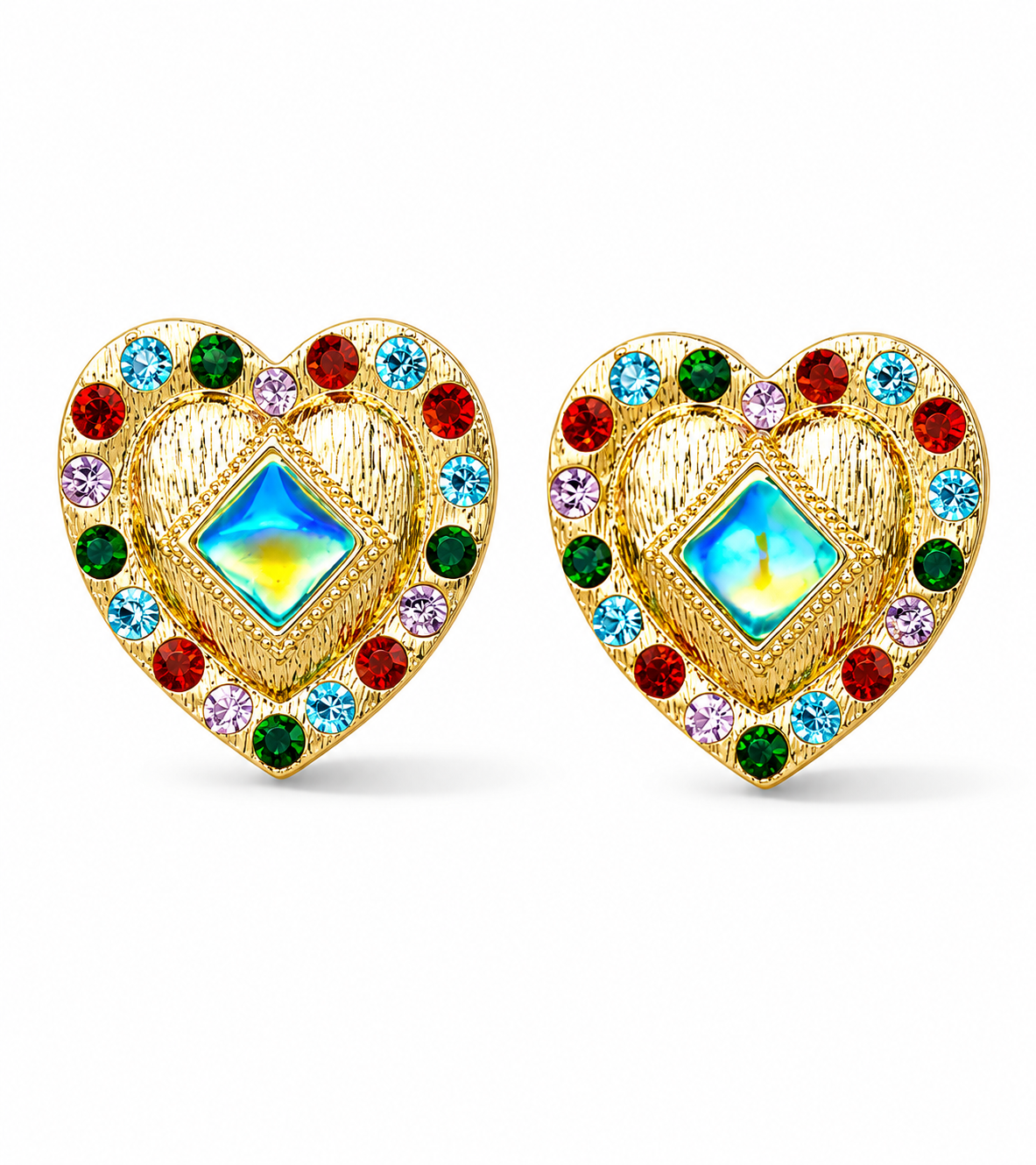 Ohrringe buntes Herz Gold- Silberfarben grün nickelfrei herz liebe Romantik Yehwang