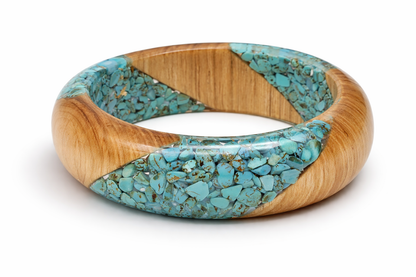Armband Resin Acryl Holz Türkis Gold Bronze Marmor Trend Cosmos