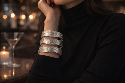 Armreif Matt Silberfarben mit unterschiedliche Reliefs Design nickelfrei Biba