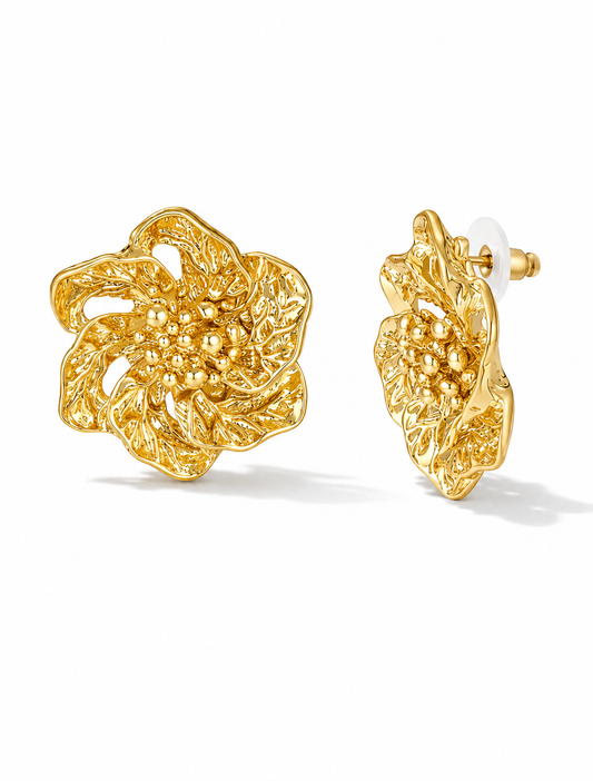 Ohrstecker leuchtende Blumenohrringe - Goldfarbe Blumen Motiv nickelfrei Yehwang