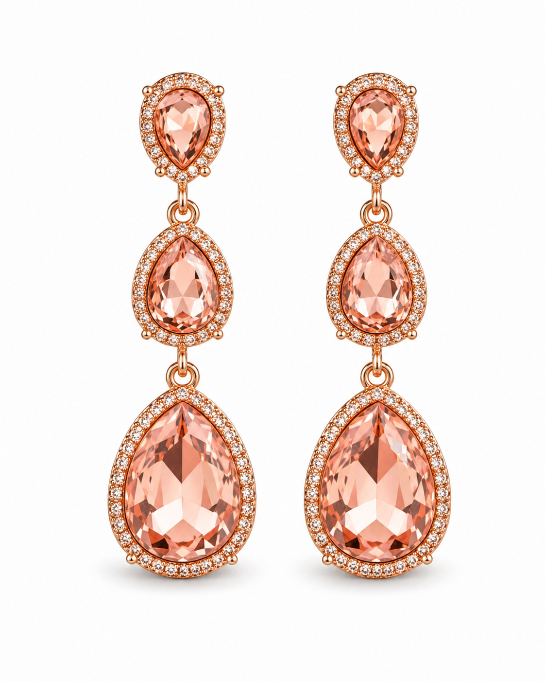 Ohrringe Ohrhänger in Tropfenform rosa silberfarben Elegant Michelle Bijou