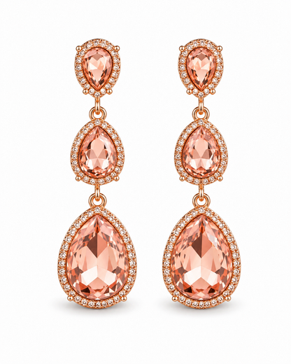 Ohrringe Ohrhänger in Tropfenform rosa silberfarben Elegant Michelle Bijou